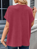 Ribbed Knit Crew Neck Tee