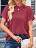 Ribbed Knit Crew Neck Tee