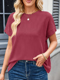 Ribbed Knit Crew Neck Tee