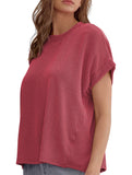 Ribbed Knit Crew Neck Tee