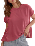 Ribbed Knit Crew Neck Tee
