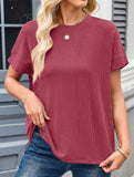Ribbed Knit Crew Neck Tee