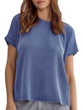 Ribbed Knit Crew Neck Tee