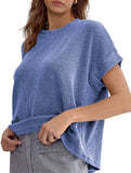 Ribbed Knit Crew Neck Tee