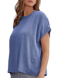Ribbed Knit Crew Neck Tee