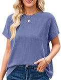 Ribbed Knit Crew Neck Tee