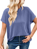 Ribbed Knit Crew Neck Tee