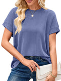 Ribbed Knit Crew Neck Tee