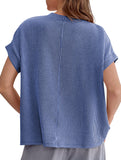 Ribbed Knit Crew Neck Tee
