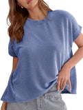 Ribbed Knit Crew Neck Tee