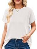 Ribbed Knit Crew Neck Tee