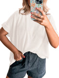Ribbed Knit Crew Neck Tee