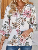 V Neck Lace Flare Sleeve Top