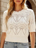 French Crochet Short Sleeve Knit Top