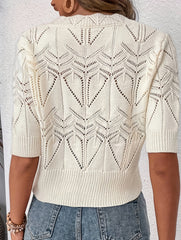 French Crochet Short Sleeve Knit Top