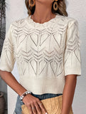 French Crochet Short Sleeve Knit Top