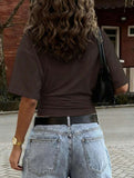 Ruched Waist Slim Short Sleeve Top