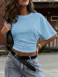 Ruched Waist Slim Short Sleeve Top