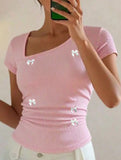 Bow One Shoulder Slim Fit Tee