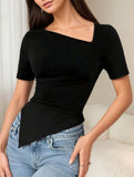 Asymmetrical Neck Slim Fit Tee