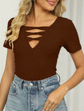 V Neck Tie Short Sleeve Tee