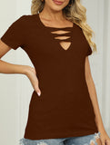 V Neck Tie Short Sleeve Tee