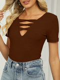 V Neck Tie Short Sleeve Tee