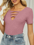 V Neck Tie Short Sleeve Tee
