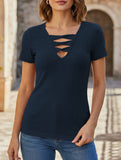 V Neck Tie Short Sleeve Tee