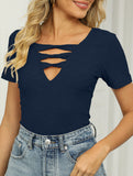 V Neck Tie Short Sleeve Tee