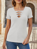 V Neck Tie Short Sleeve Tee