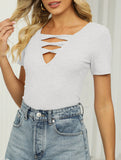 V Neck Tie Short Sleeve Tee