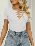 V Neck Tie Short Sleeve Tee