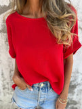 Solid Crewneck Short Sleeve Tee