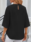 Chiffon Crewneck Half Sleeve Blouse