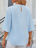 Chiffon Crewneck Half Sleeve Blouse