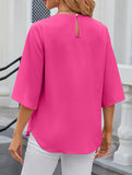 Chiffon Crewneck Half Sleeve Blouse