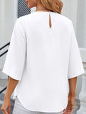 Chiffon Crewneck Half Sleeve Blouse