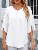 Chiffon Crewneck Half Sleeve Blouse