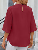 Chiffon Crewneck Half Sleeve Blouse
