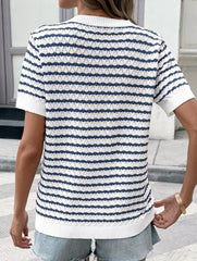 Knit Half Button Loose Tee