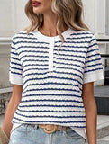 Knit Half Button Loose Tee