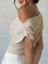 One Shoulder Stripe Knit Tee