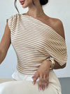 One Shoulder Stripe Knit Tee