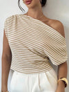 One Shoulder Stripe Knit Tee