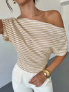 One Shoulder Stripe Knit Tee