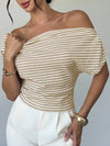 One Shoulder Stripe Knit Tee