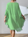 Crochet Fringe Beach Cover Up Bikini