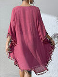 Crochet Fringe Beach Cover Up Bikini
