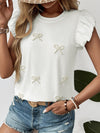 Beaded Bow Puff Sleeve Tee_CWTTS00907